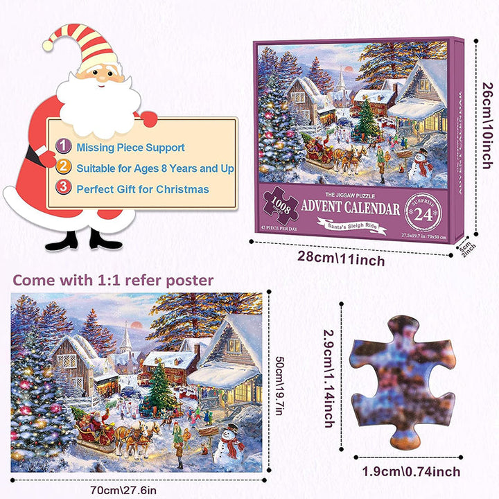 1000PCS Christmas Jigsaw Puzzles Advent Calendar  - Christmas Gift