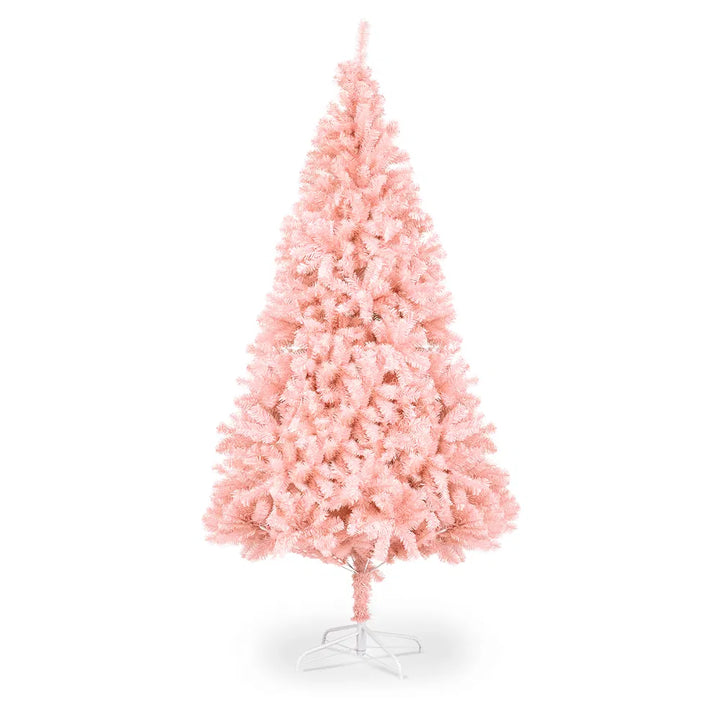 Pink artificial Christmas tree in living room