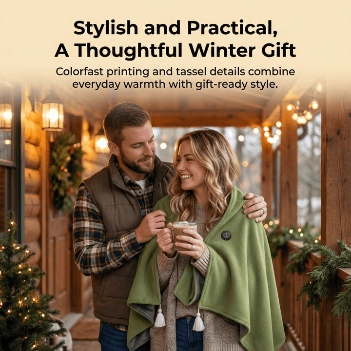 Harwelton™ Heated Cotton Shawl with 8 Heat Zones and USB Power