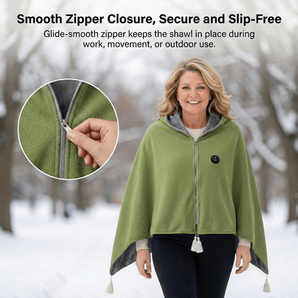 Harwelton™ Heated Cotton Shawl with 8 Heat Zones and USB Power