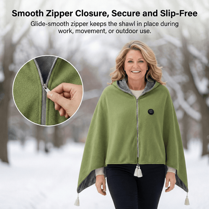 Harwelton™ Heated Cotton Shawl with 8 Heat Zones and USB Power