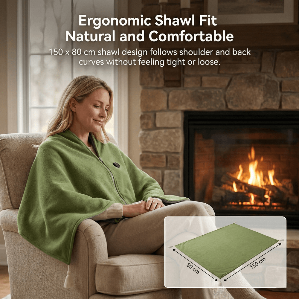 Harwelton™ Heated Cotton Shawl with 8 Heat Zones and USB Power
