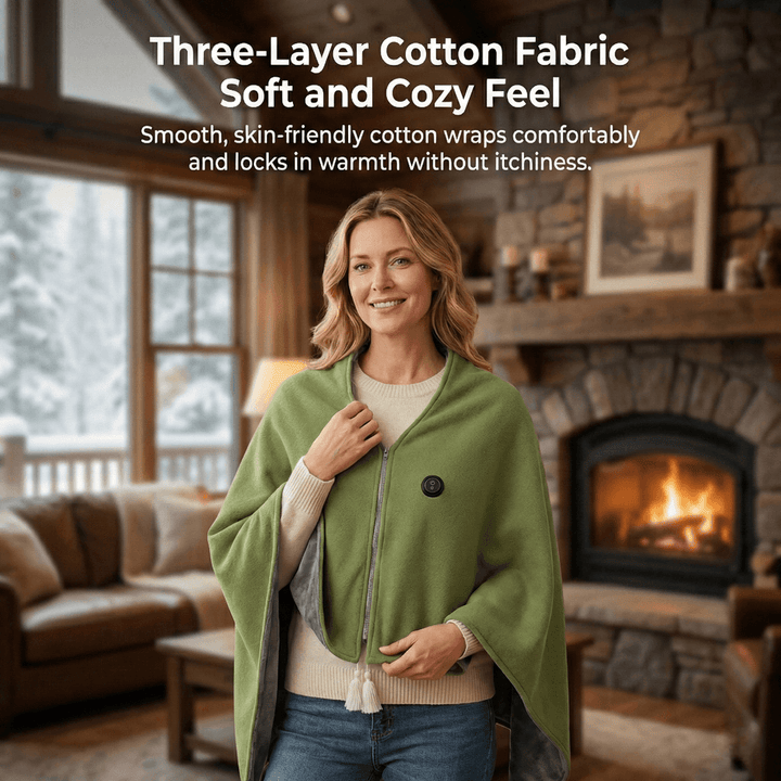 Harwelton™ Heated Cotton Shawl with 8 Heat Zones and USB Power