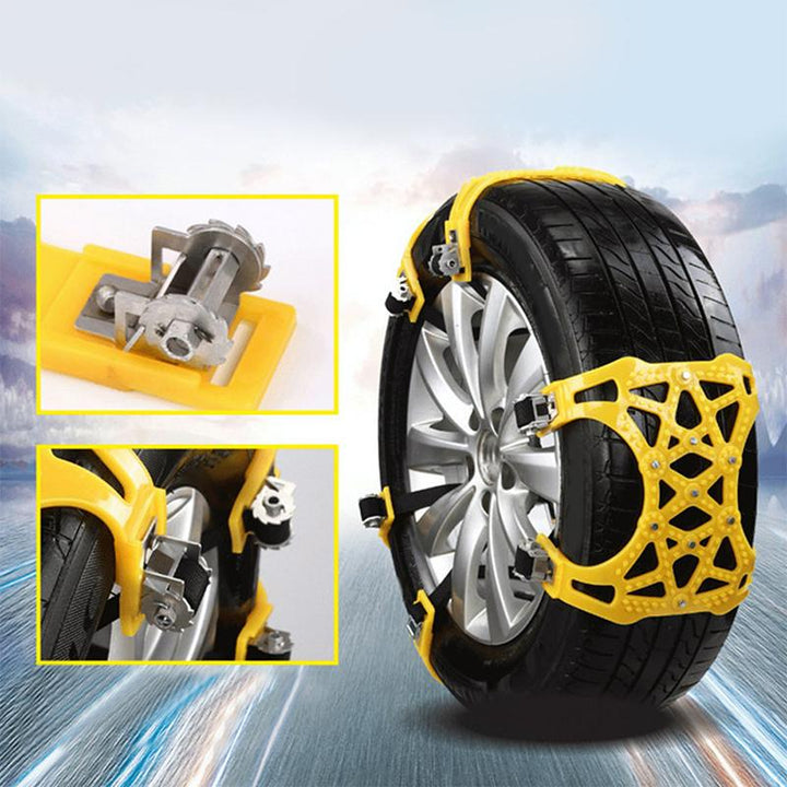 Steel Snow Chains with X-Spikes for Grip on Ice and Snow