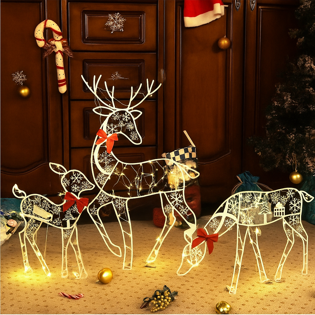 Large Light-Up Acrylic Reindeer Figure with 240 LEDs and Timer