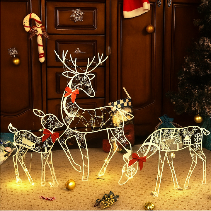 Large Light-Up Acrylic Reindeer Figure with 240 LEDs and Timer