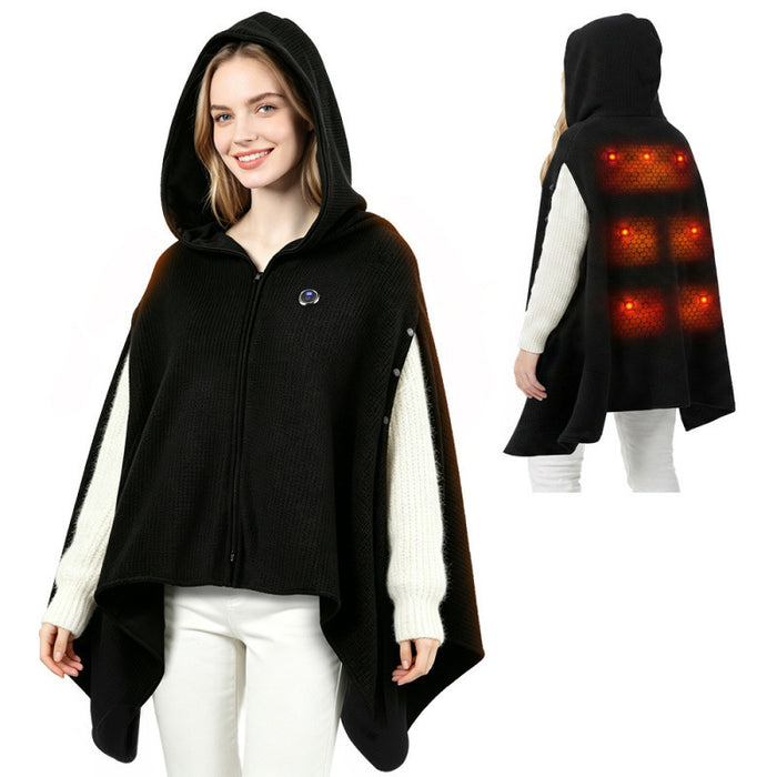 Harwelton USB heated hooded shawl with 3 heat levels