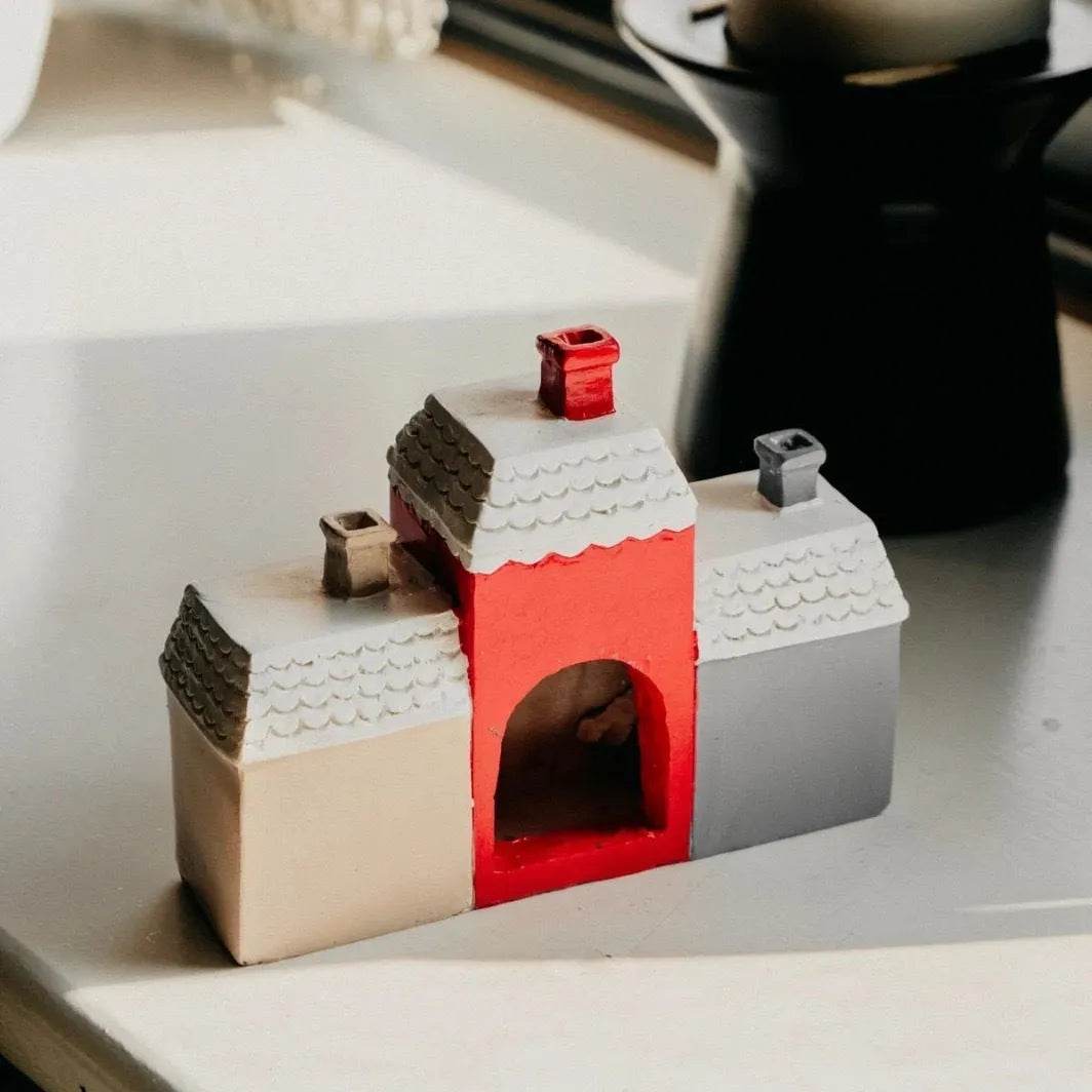Christmas Cottage Incense Cone Burner with 2 Cones