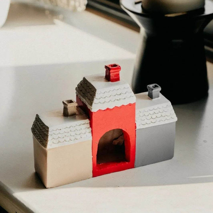Christmas Cottage Incense Cone Burner with 2 Cones