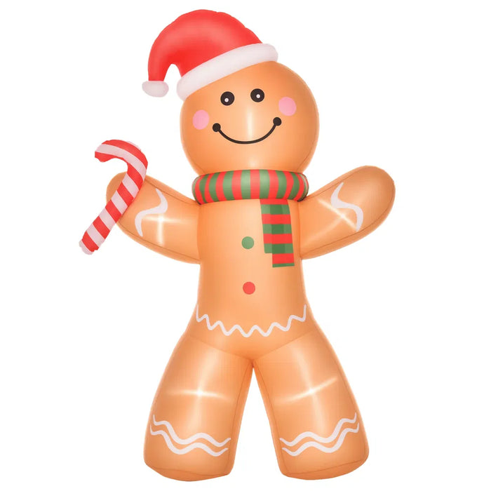 Harwelton Inflatable Gingerbread Man with Candy Cane, 245cm