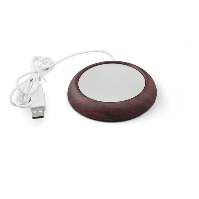 Harwelton Slim USB Heated Coaster with Wood-Look Rim