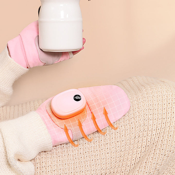 Pink USB heated flip-top mittens