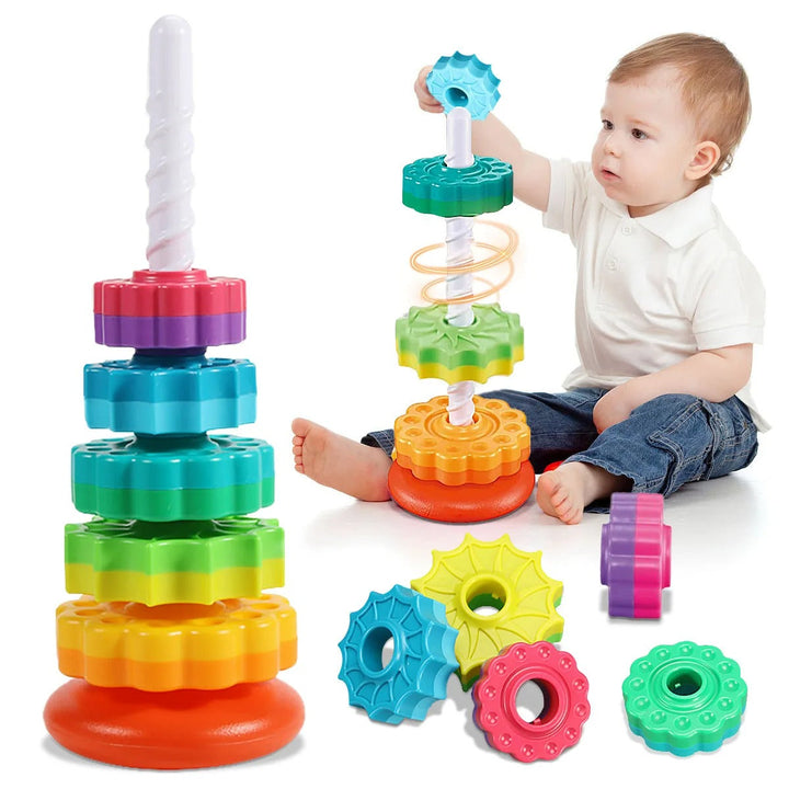 Spinning Stacking Toy with Six Colourful Discs