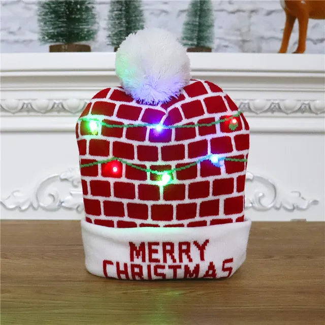 Harwelton™ LED Light-Up Knitted Christmas Hat for Kids &amp; Adults