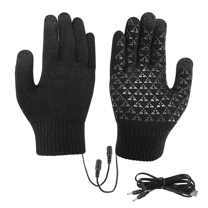 Harwelton USB Heated Knitted Gloves with Touchscreen Fingertips