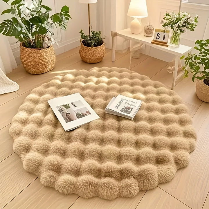 Harwelton™ Round Fluffy Bubble Rug in Dense, Soft Fleece for Cosy Rooms