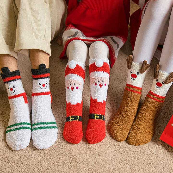 Kids fluffy reindeer Christmas socks