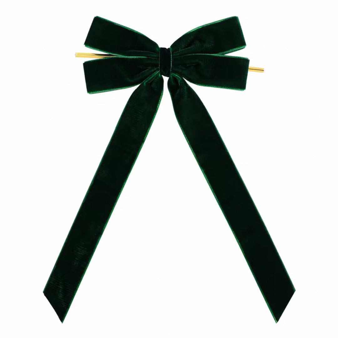 Red velvet Christmas bow with gold cord