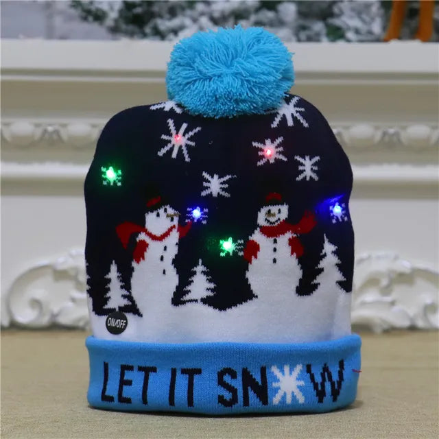 Harwelton™ LED Light-Up Knitted Christmas Hat for Kids &amp; Adults