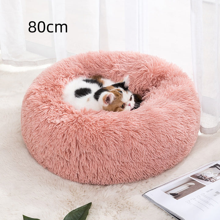 Round Winter Warm Pet Bed In Soft Cloth, 30 To 100cm