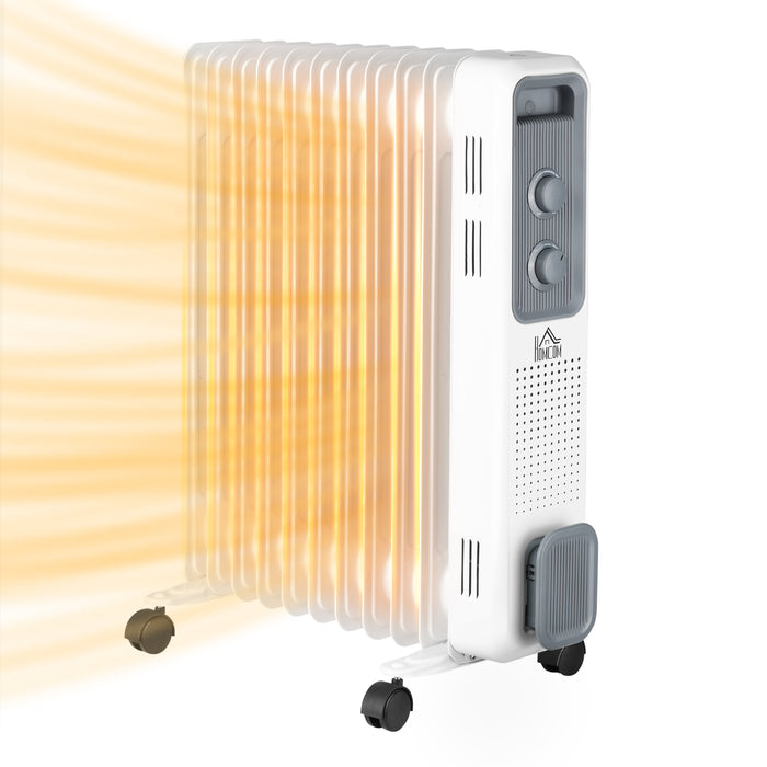 Harwelton Oil Filled Radiator 2500W with 11 Fins on Castor Wheels