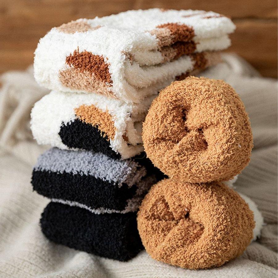 Harwelton™ Cosy Cat Paw Socks in Soft Coral Fleece, One Size Fits Most