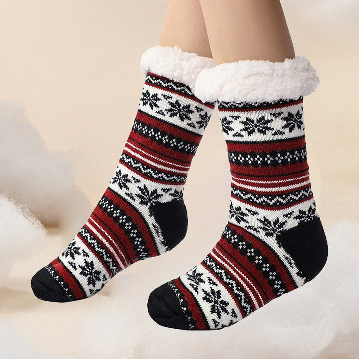 Ultra-Thick Snowflake Slipper Socks with Silicone Grips