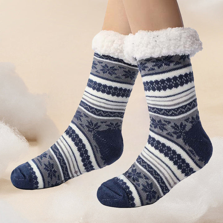 Ultra-Thick Snowflake Slipper Socks with Silicone Grips