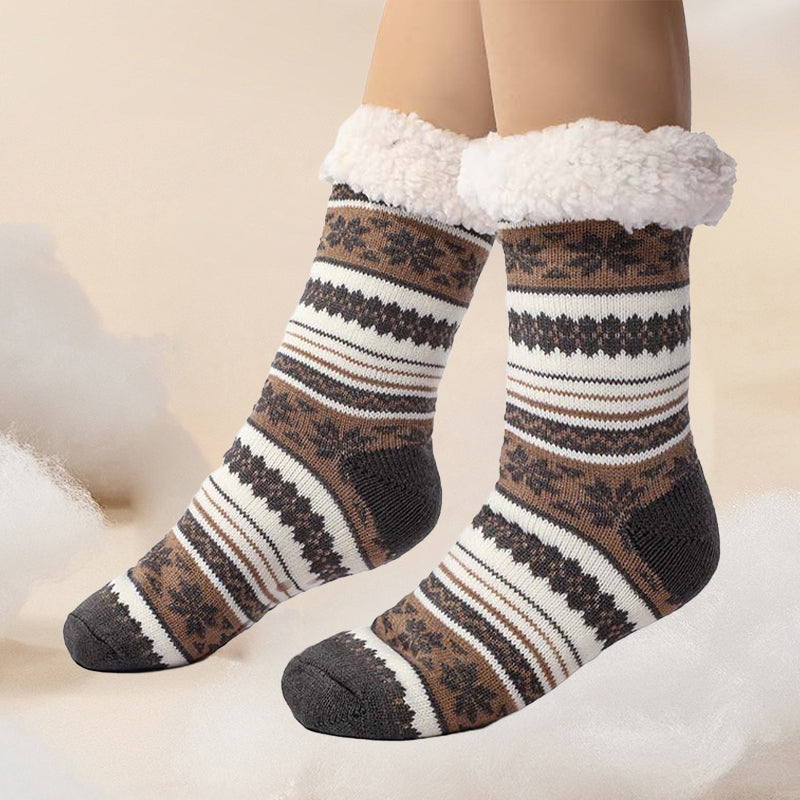 Ultra-Thick Snowflake Slipper Socks with Silicone Grips