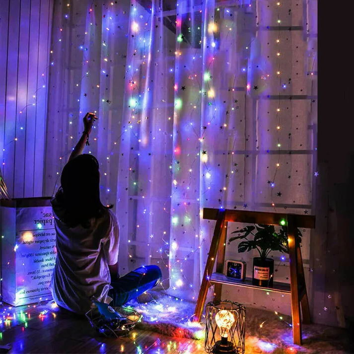 LED Fairy Light Curtain with Remote and Multiple Light Modes