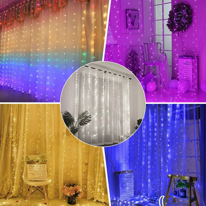 LED Fairy Light Curtain with Remote and Multiple Light Modes