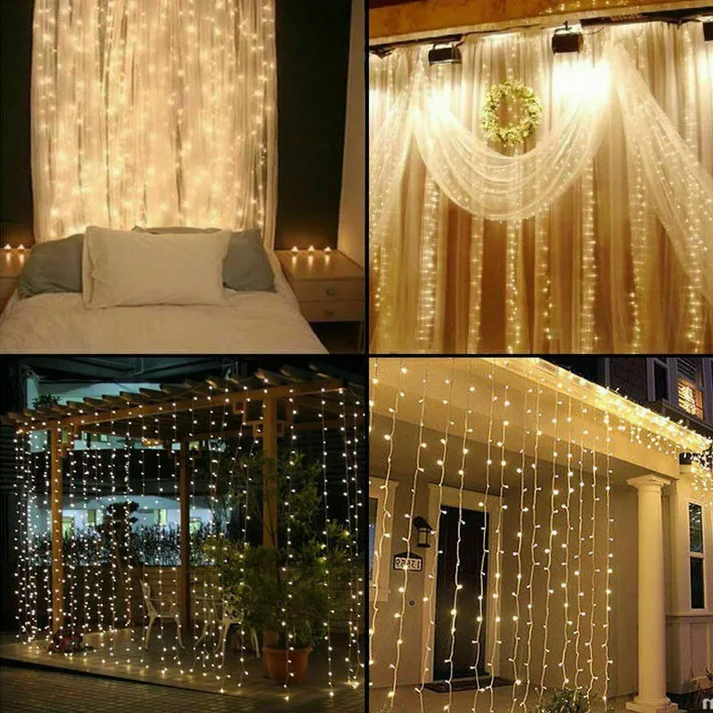 LED Fairy Light Curtain with Remote and Multiple Light Modes