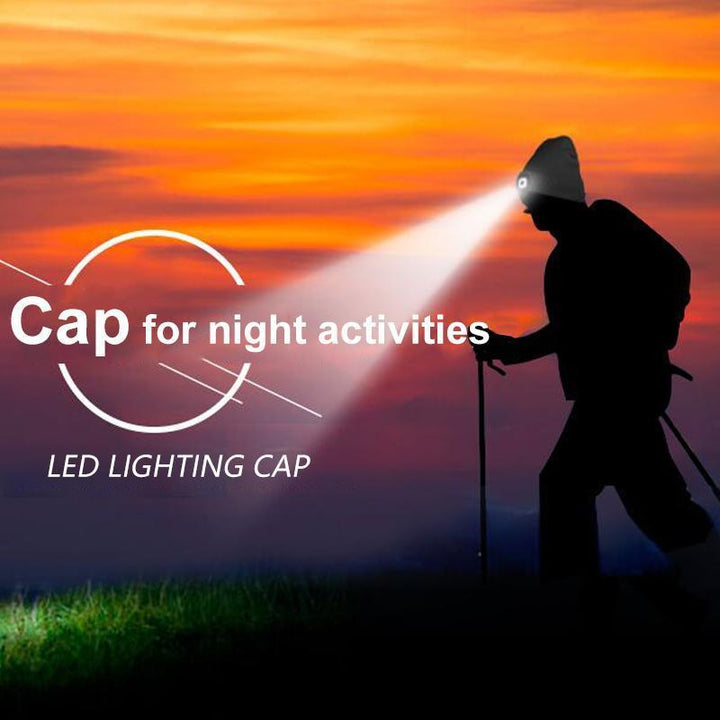 LED Head Torch Beanie – Knitted Hat with Hands-Free Light
