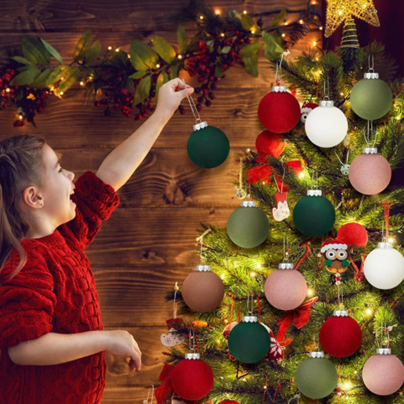 Velvet Christmas Baubles Set of 12 with Soft Matte Finish