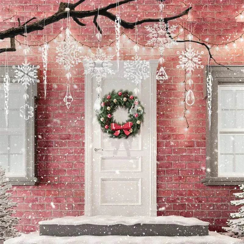 Clear Acrylic Icicle Christmas Tree Ornaments, Set of 10