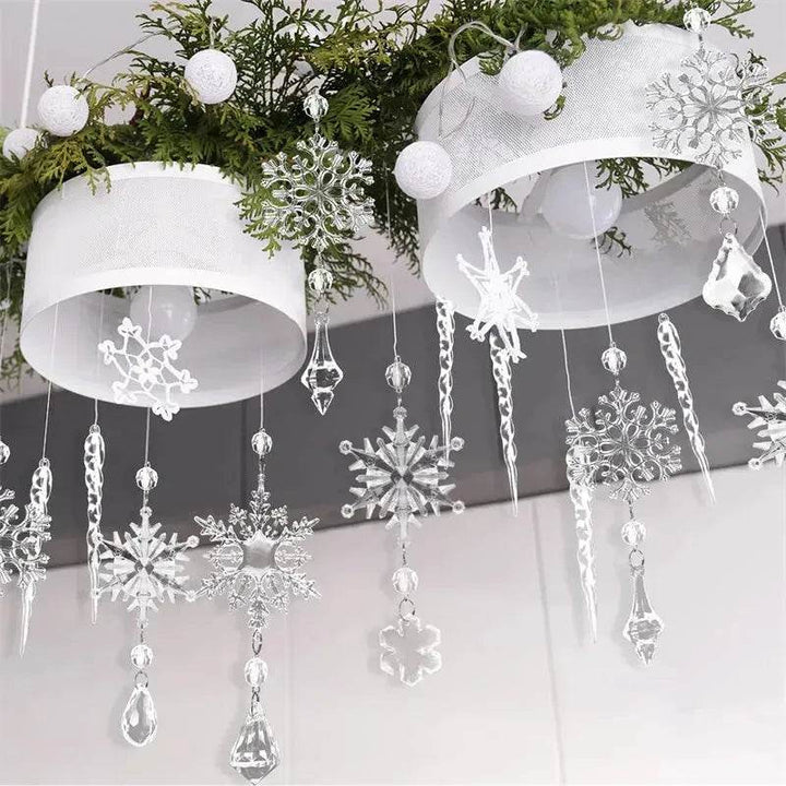 Clear Acrylic Icicle Christmas Tree Ornaments, Set of 10