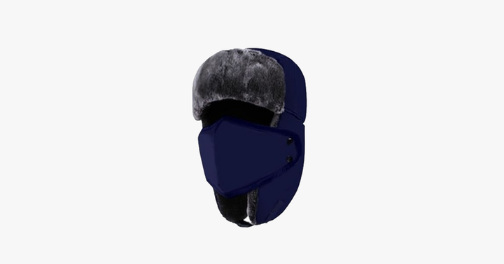 Waterproof Trapper Hat with Faux Fur and Detachable Face Mask