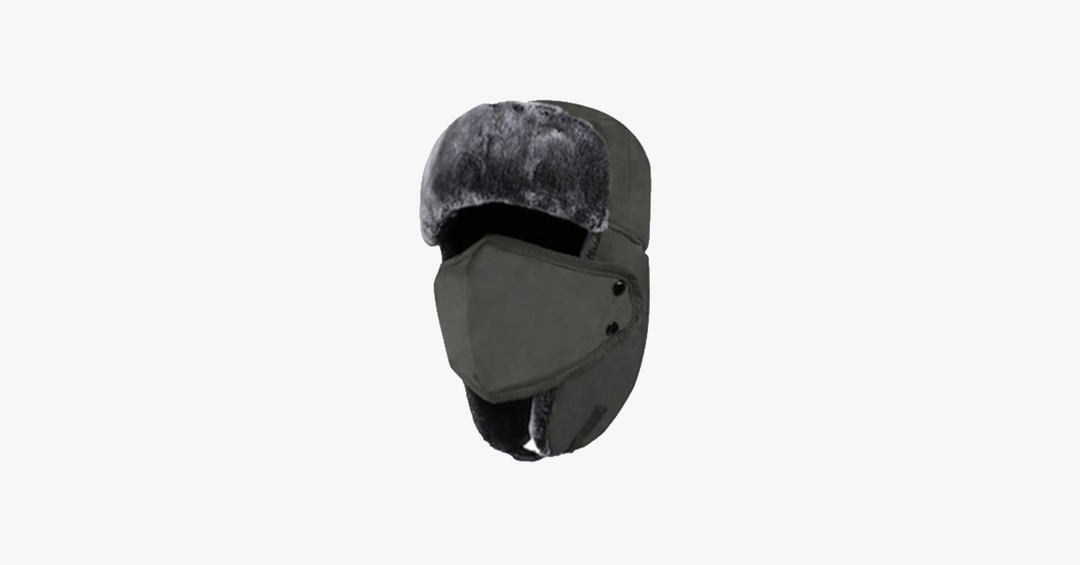 Waterproof Trapper Hat with Faux Fur and Detachable Face Mask