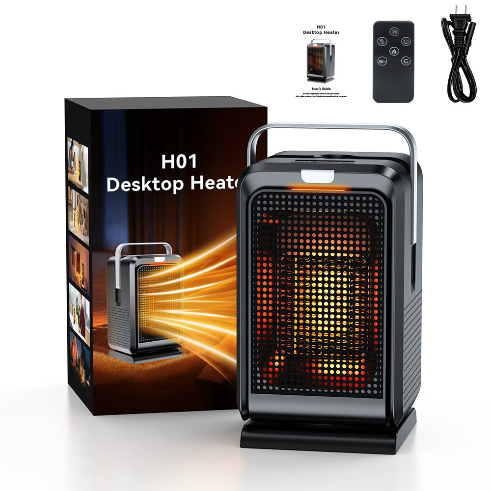 Black oscillating ceramic fan heater with remote