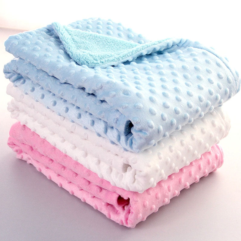 Dotted minky fleece baby blanket