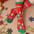 Knee high Christmas toe socks with penguins