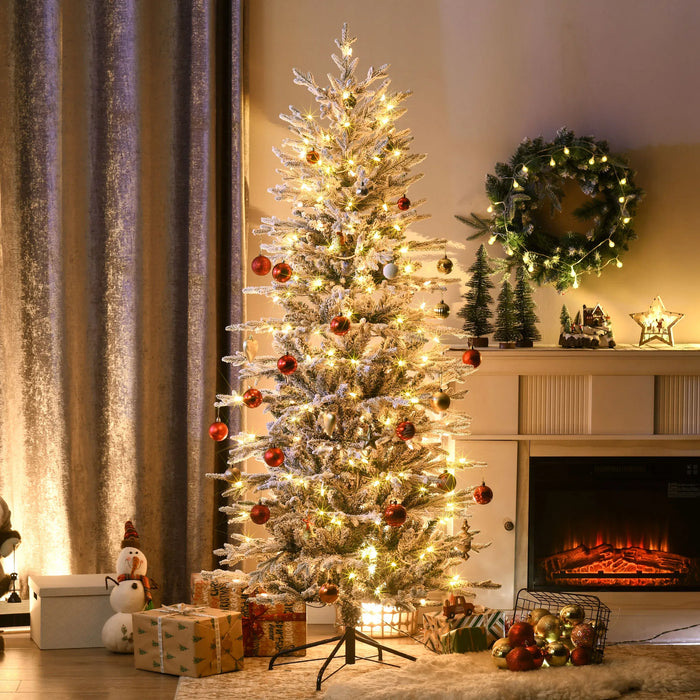 Harwelton Snow-Flocked Christmas Tree with 250 Clear Lights, 6ft