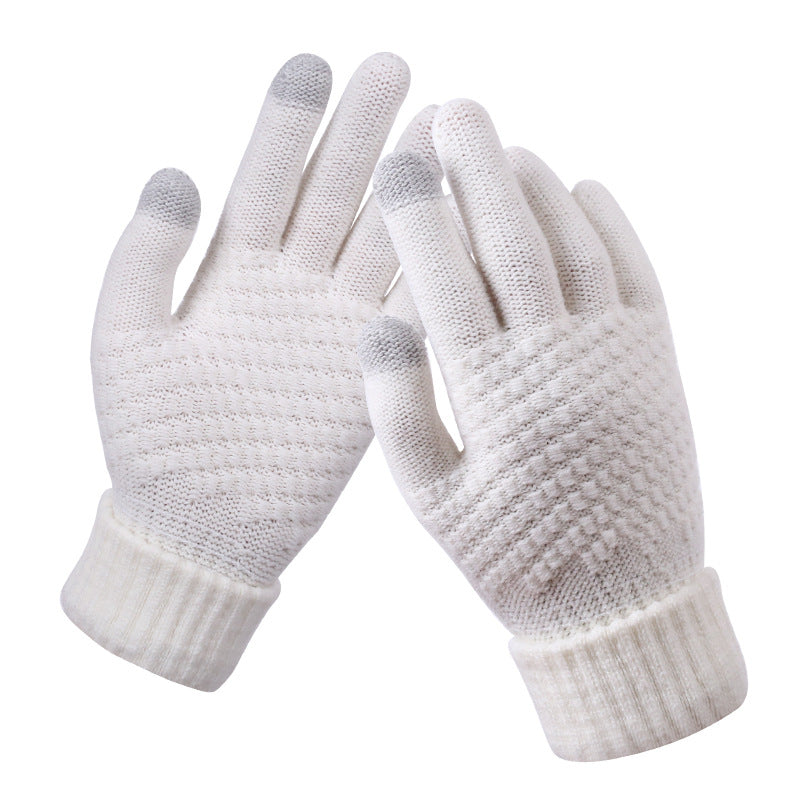 Navy textured knit touchscreen gloves
