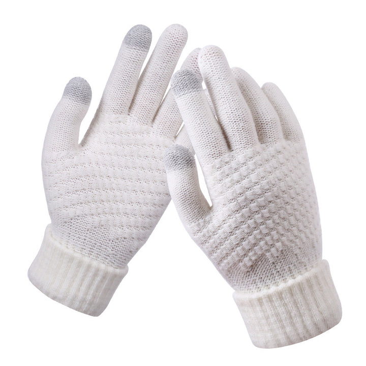 Navy textured knit touchscreen gloves