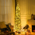 Green slim pencil tree with warm LEDs