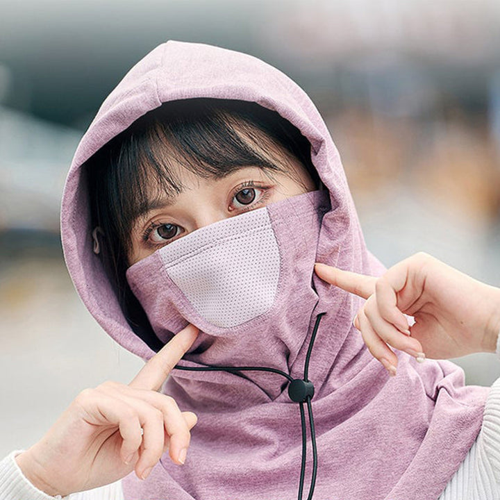 Hooded Cycling Face Mask with Built-In Neck Warmer