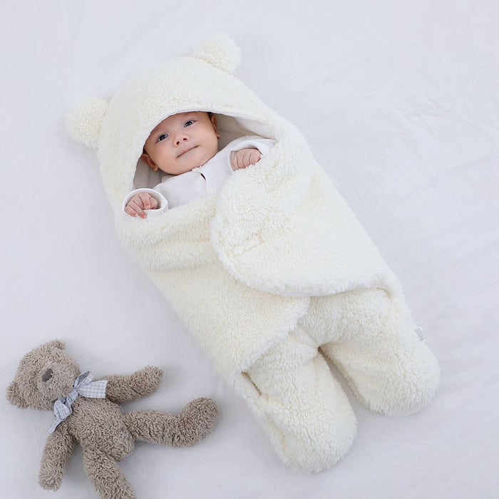 Harwelton Baby Bear Hooded Wrap with Plush Ears and Cotton Lining