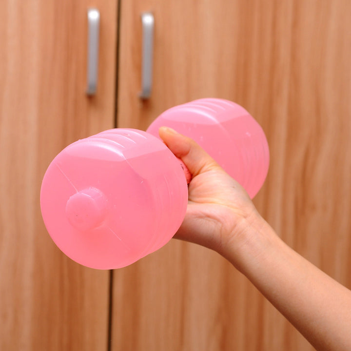 Pink water-filled plastic hand dumbbell