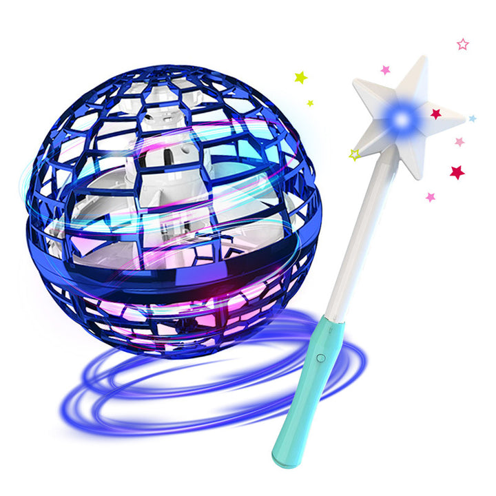 Glowing flying spinner ball hovering