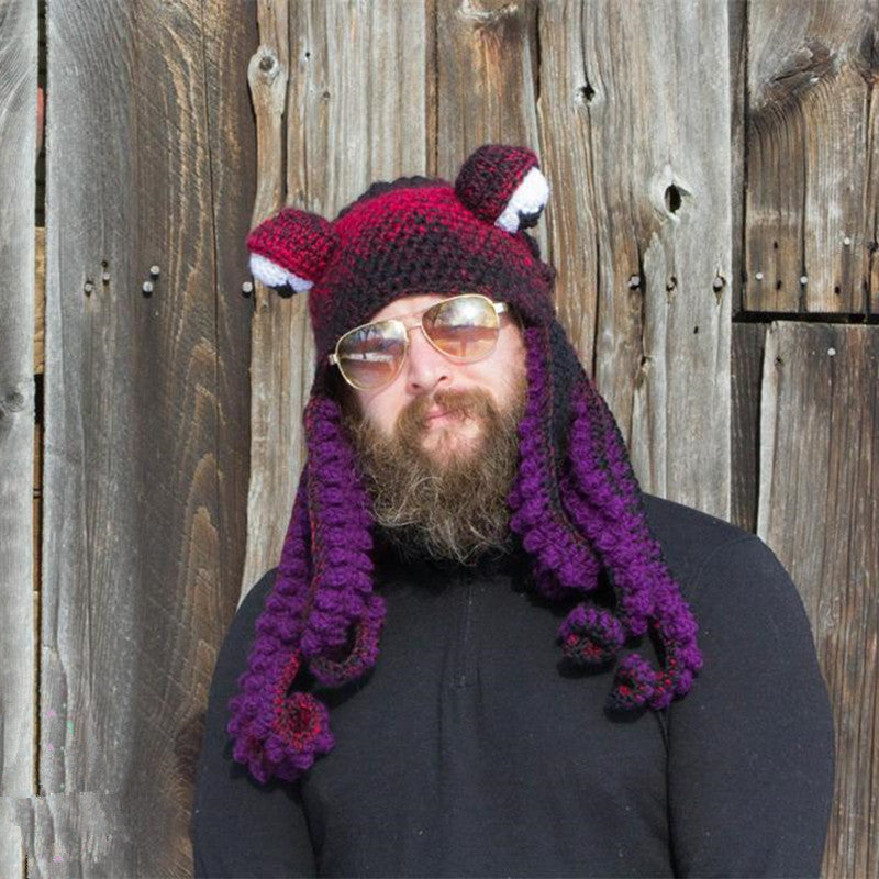 Handmade crochet octopus hat with curly tentacles